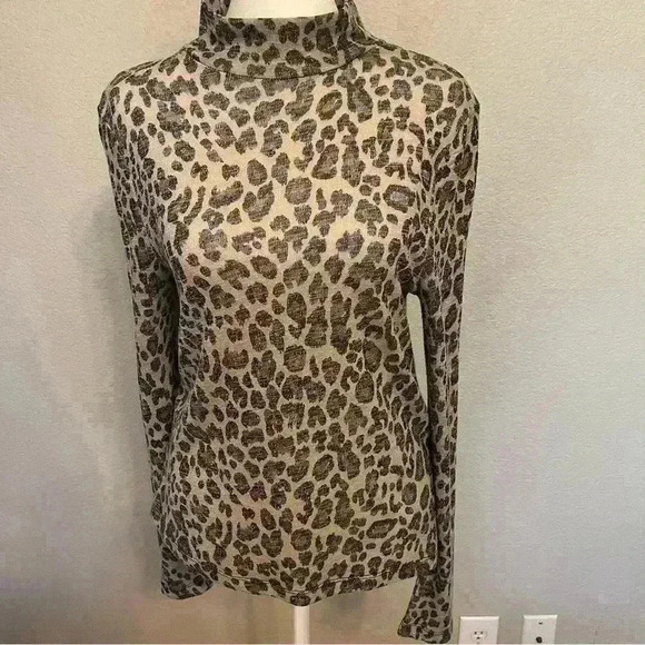 Topshop Nordstrom Animal Print Long Sleeve Mock Turtleneck Size 6 - Picture 10 of 10